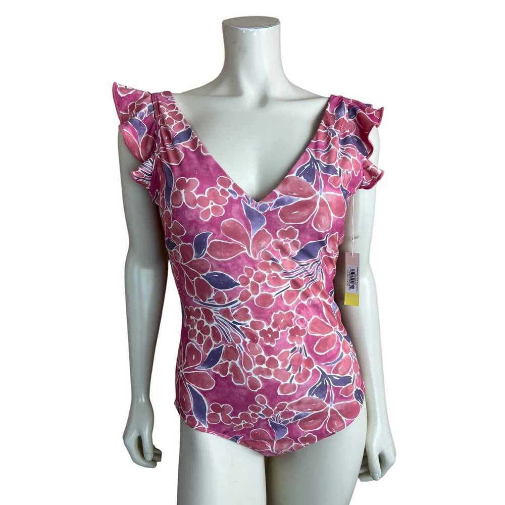 NEW Summersalt One Piece Swimsuit Ruffle Backflip Passion Floral Print 8 Long